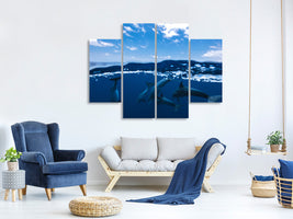 4-piece-canvas-print-between-air-and-water-with-the-dolphins