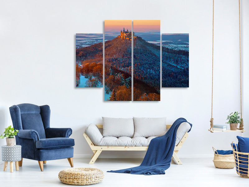 4-piece-canvas-print-hohenzollern-in-winter-mood