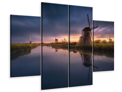 4-piece-canvas-print-kinderdijk-windmills