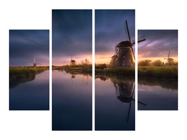 4-piece-canvas-print-kinderdijk-windmills