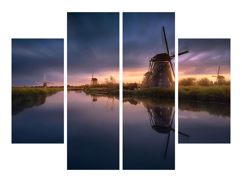 4-piece-canvas-print-kinderdijk-windmills