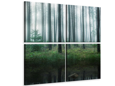4-piece-canvas-print-lake-in-forest