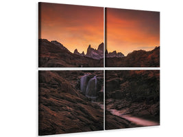 4-piece-canvas-print-waterfall-sunset