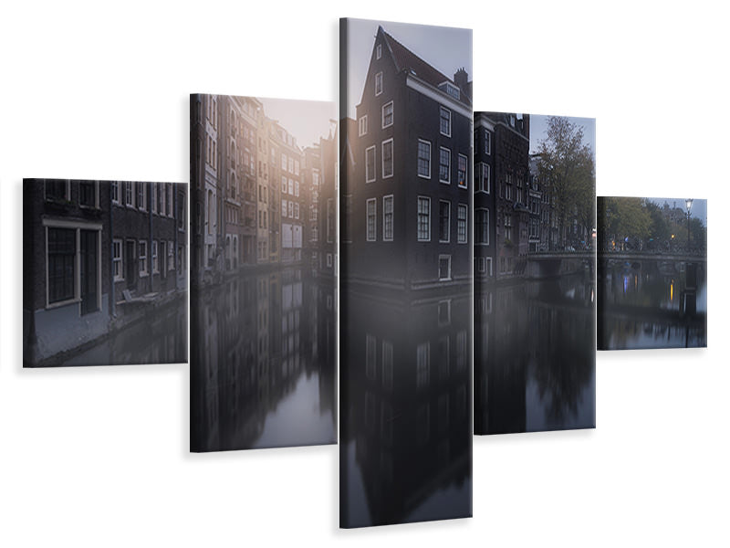 5-piece-canvas-print-amsterdam-morning-i