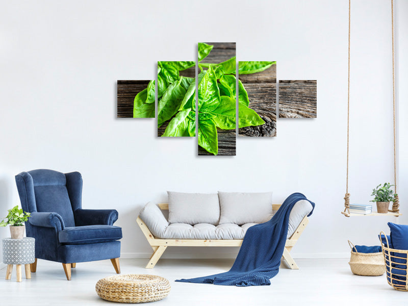 5-piece-canvas-print-basil-leaves-ii