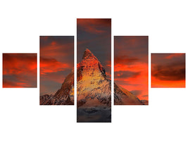 5-piece-canvas-print-mountains-of-switzerland-at-sunset