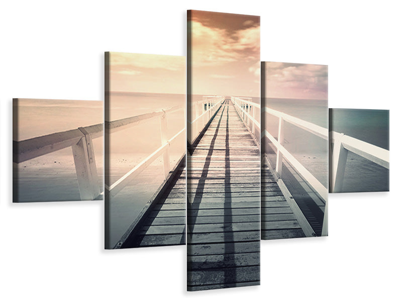 5-piece-canvas-print-romantic-wooden-walkway