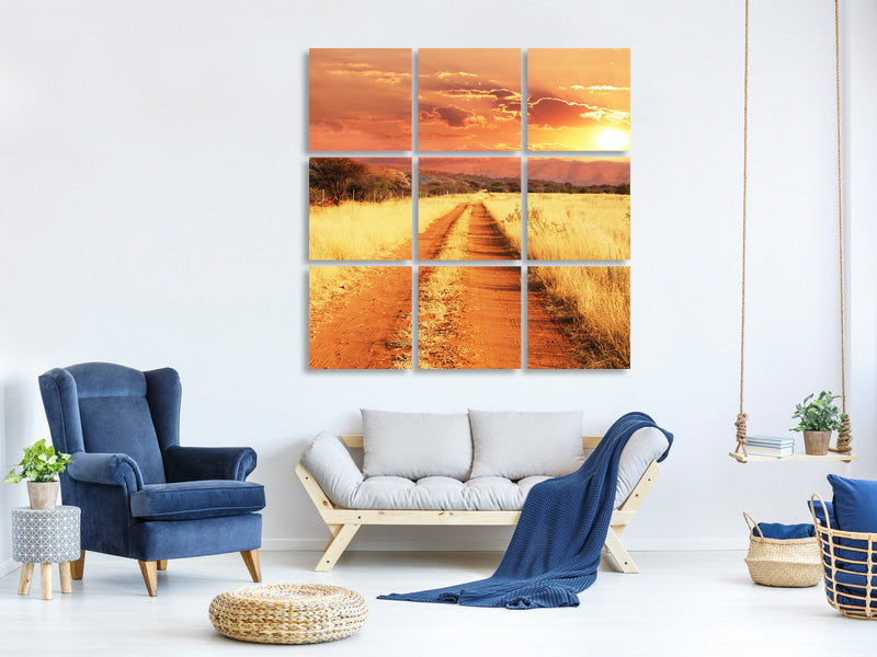 9-piece-canvas-print-dusk-in-kenya