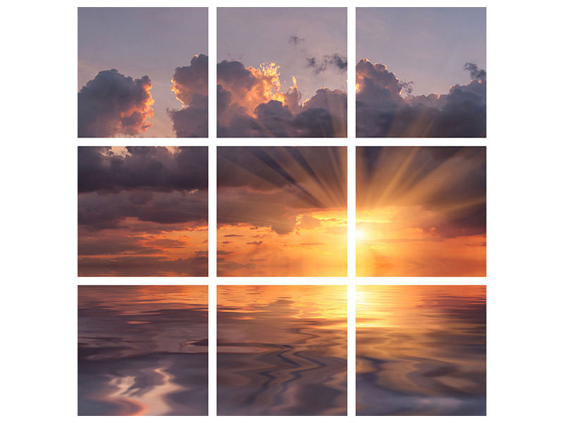 9-piece-canvas-print-thrilling-sunset