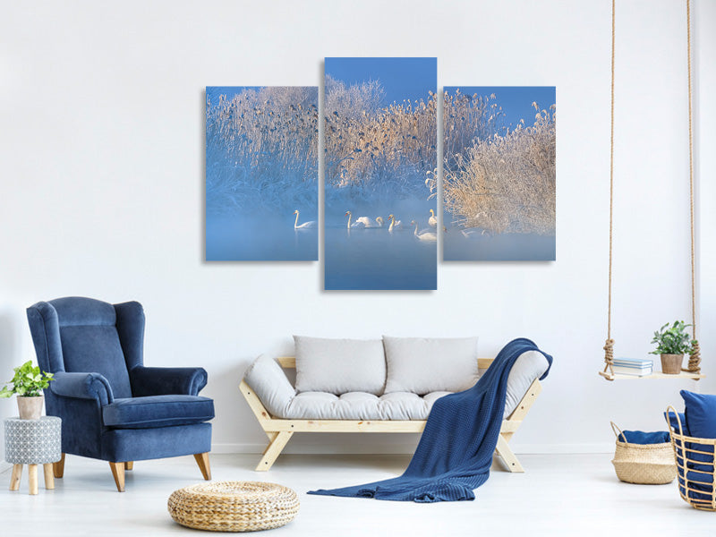 modern-3-piece-canvas-print-blue-swan-lake