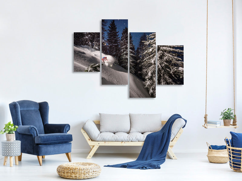 modern-4-piece-canvas-print-night-powder-turns-with-adrien-coirier