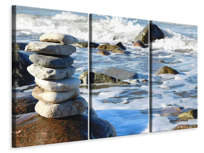 3-piece-canvas-print-stone-pile-at-the-sea