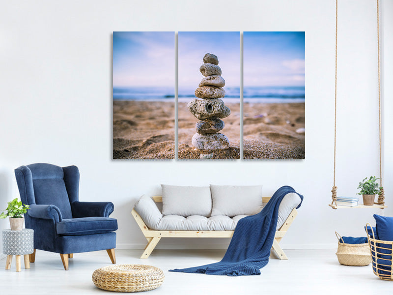 3-piece-canvas-print-stone-pile-on-the-beach