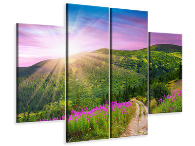 4-piece-canvas-print-a-summer-landscape-at-sunrise