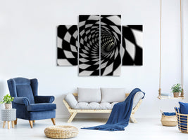 4-piece-canvas-print-abstract-tunnel-black-white
