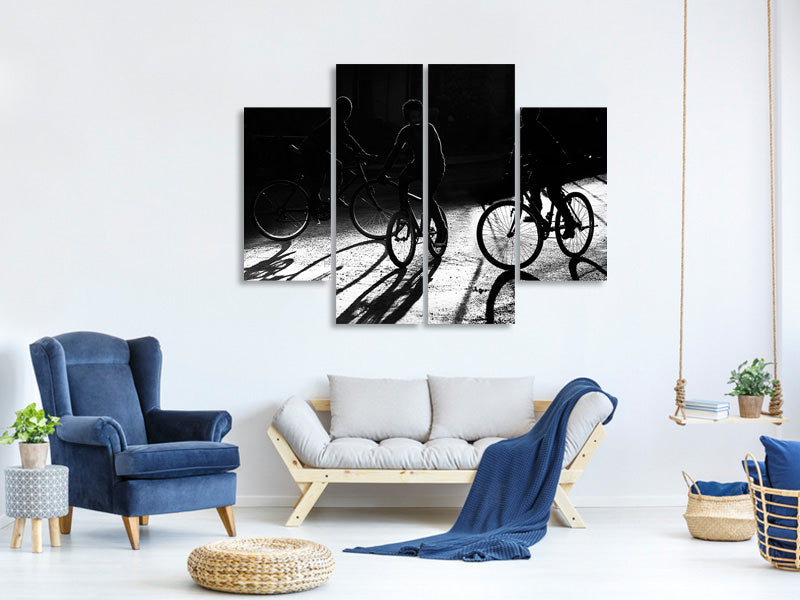 4-piece-canvas-print-boys-bycicles-shadow-and-light