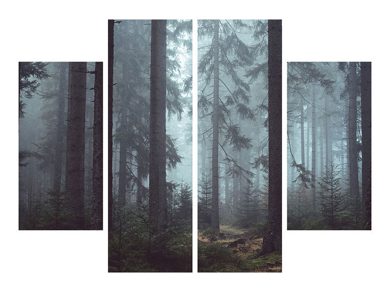 4-piece-canvas-print-forest-in-the-fog
