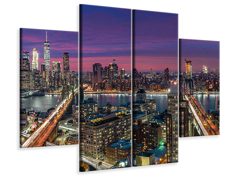 4-piece-canvas-print-manhattan-skyline-during-beautiful-sunset