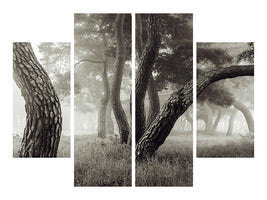 4-piece-canvas-print-pine-grove-in-fog
