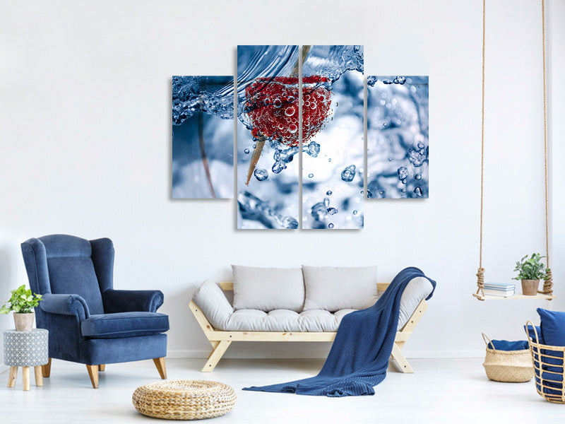 4-piece-canvas-print-raspberry-in-the-water
