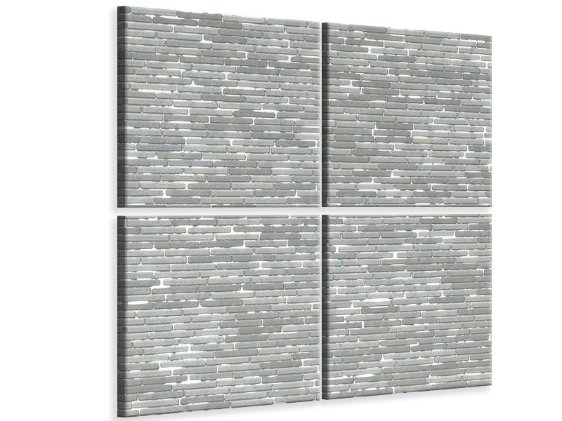 4-piece-canvas-print-stone-wall-in-gray