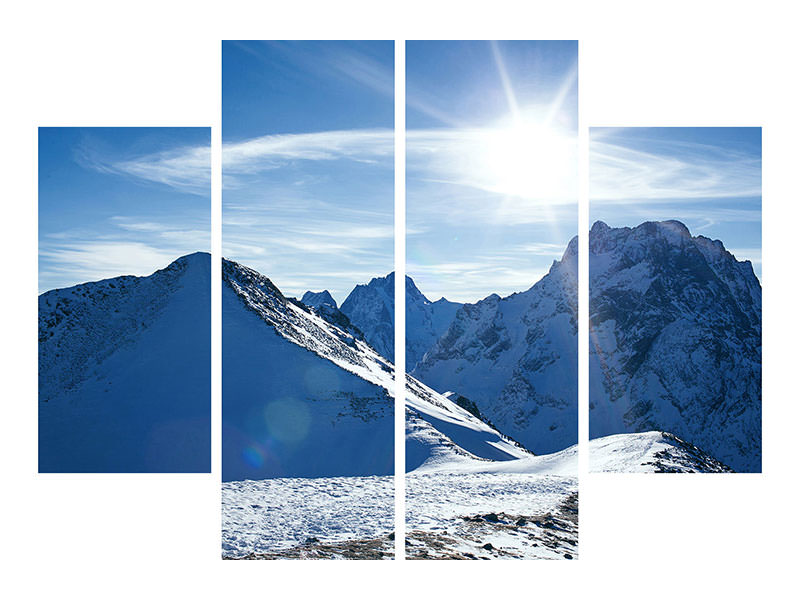 4-piece-canvas-print-the-mountain-in-snow