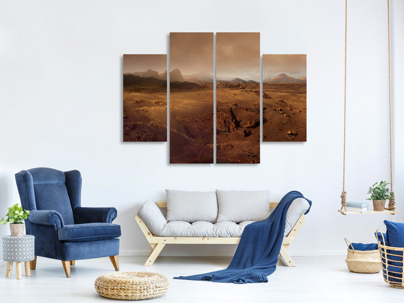 4-piece-canvas-print-volcanic-landscape-in-the-morning-fog