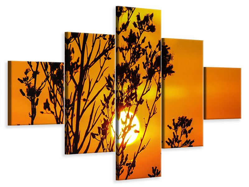 5-piece-canvas-print-a-shrub-in-the-sunset