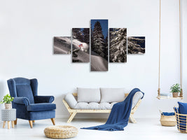 5-piece-canvas-print-night-powder-turns-with-adrien-coirier