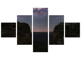 5-piece-canvas-print-night-sky-over-blue-mountains
