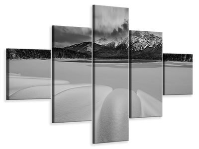 5-piece-canvas-print-pyramid-lake-in-winter