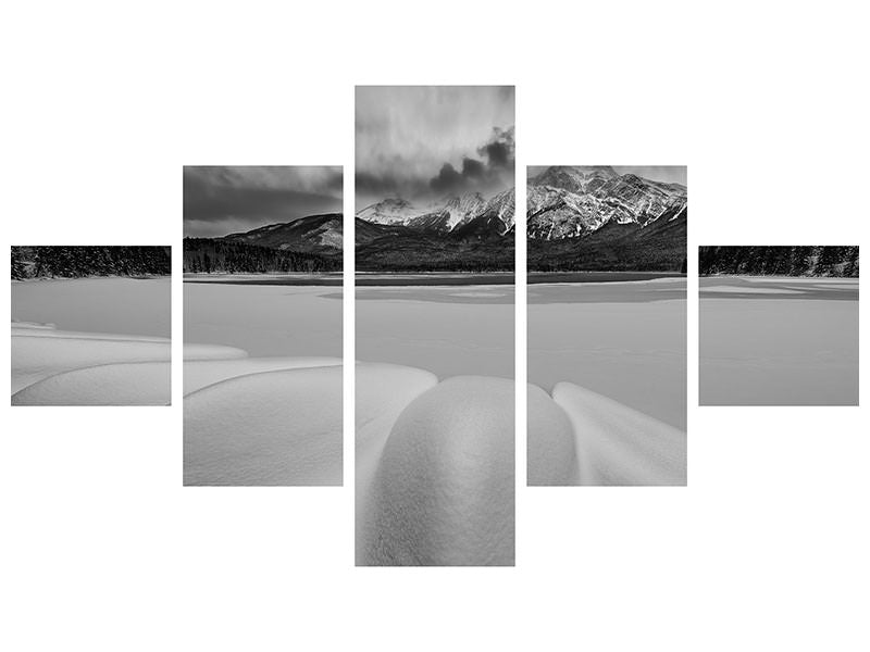 5-piece-canvas-print-pyramid-lake-in-winter