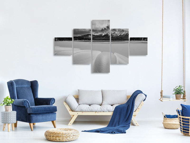 5-piece-canvas-print-pyramid-lake-in-winter