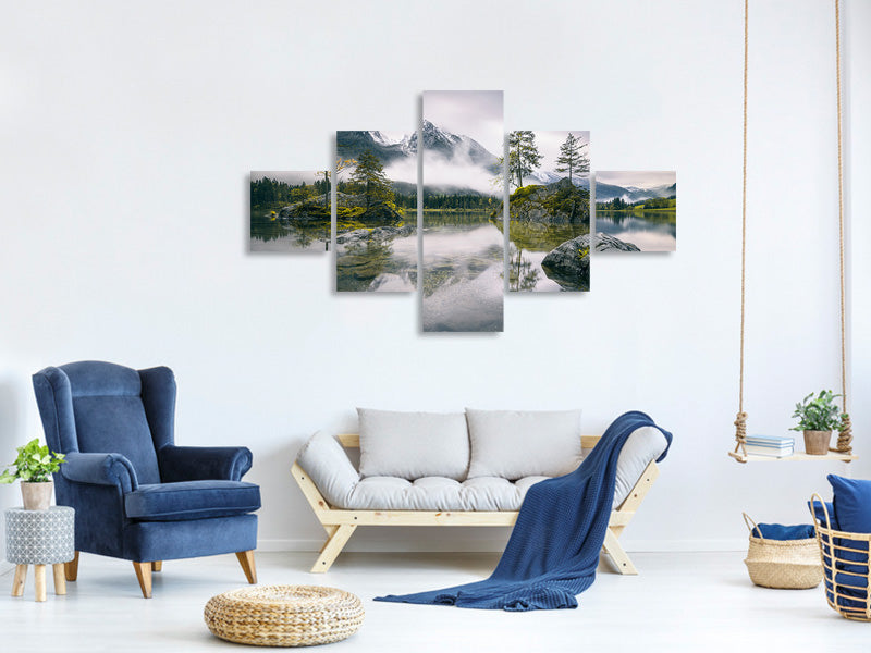 5-piece-canvas-print-rainy-morning-at-hintersee