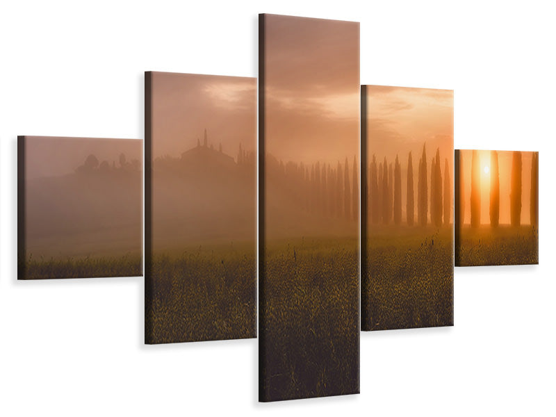 5-piece-canvas-print-tuscany-sunrising
