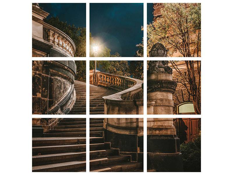 9-piece-canvas-print-at-night-in-dresden