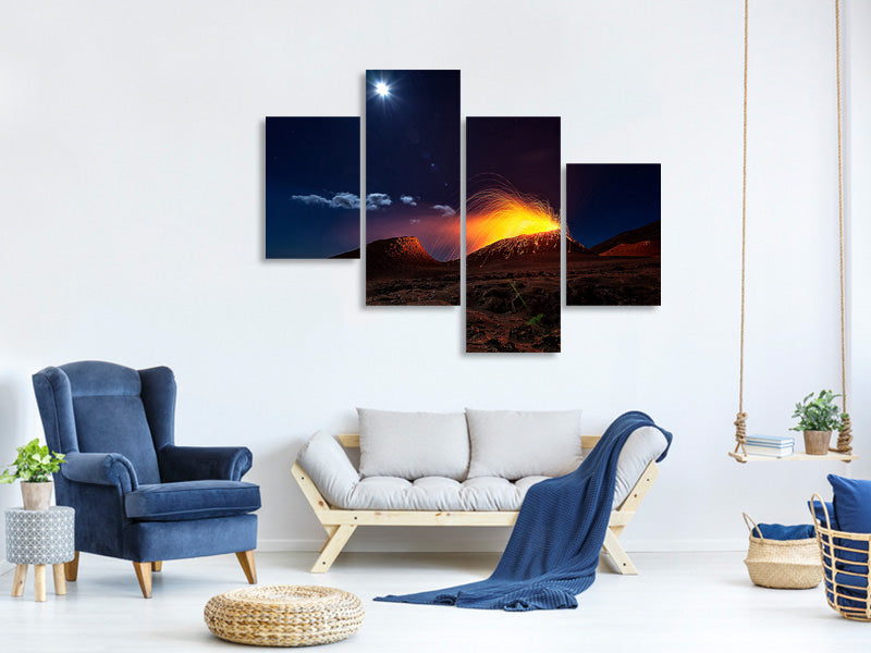modern-4-piece-canvas-print-lava-flow-with-the-moon