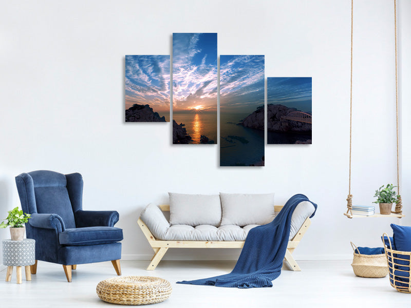 modern-4-piece-canvas-print-moody-sunset-at-the-sea