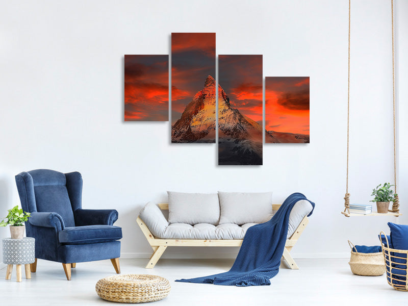 modern-4-piece-canvas-print-mountains-of-switzerland-at-sunset