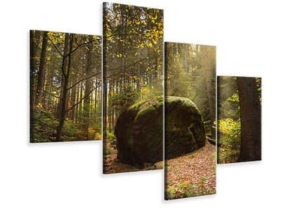 modern-4-piece-canvas-print-the-rock-in-the-forest