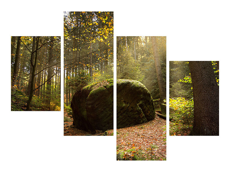 modern-4-piece-canvas-print-the-rock-in-the-forest