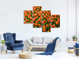 modern-4-piece-canvas-print-tulip-field-in-orange
