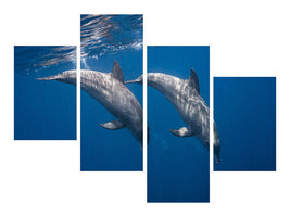 modern-4-piece-canvas-print-two-bottlenose-dolphins