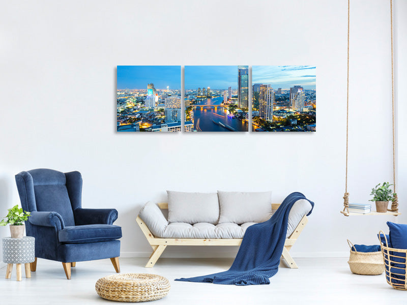 panoramic-3-piece-canvas-print-skyline-bangkok-at-dusk