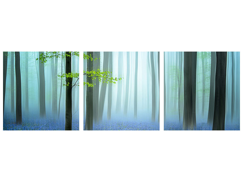 panoramic-3-piece-canvas-print-the-blue-forest